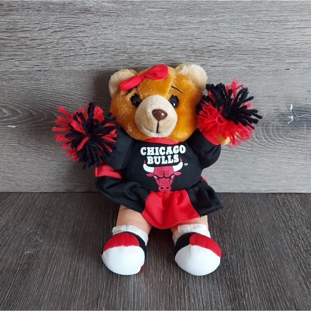 Vintage Chicago Bulls Cheerleader Bear Plush Official NBA Play-By-Play 10"